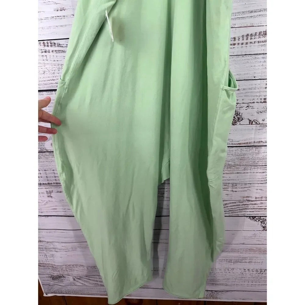 Free People Movement Hot Shot Jumpsuit Medium NEW Bright Jade Green Boho Slouchy